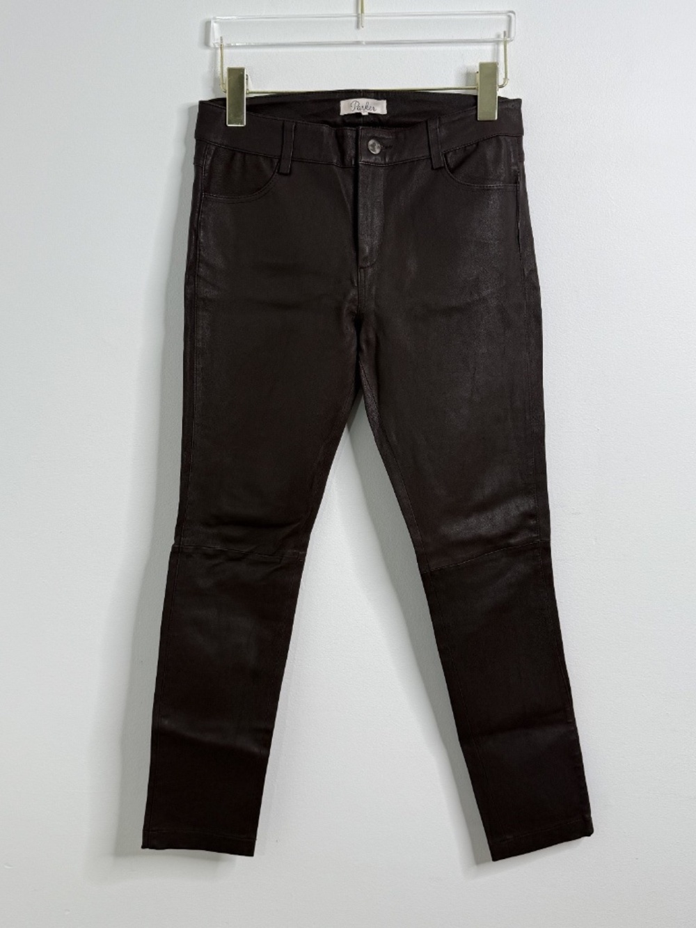 PARKER Women's SIZE 6 100% Leather Pants Skinny Designer Unlined